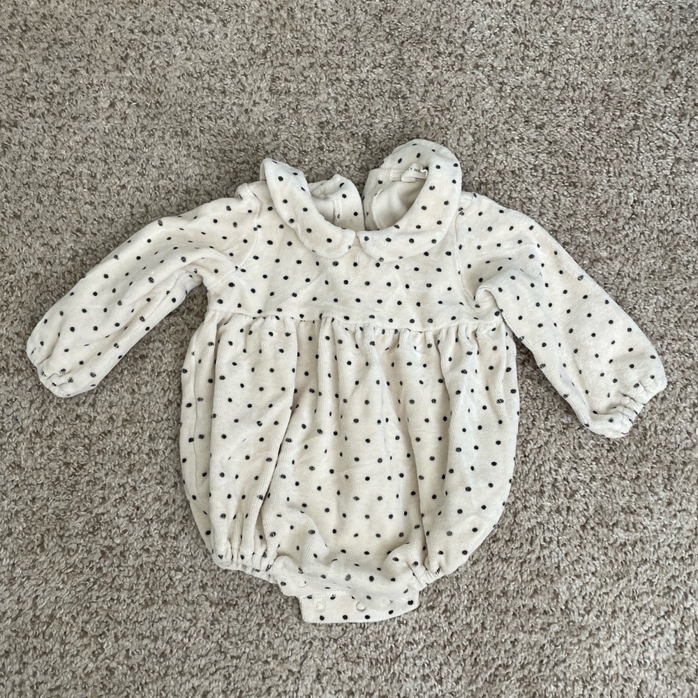 Quincy Mae Cream and Black Polka Dot One Piece